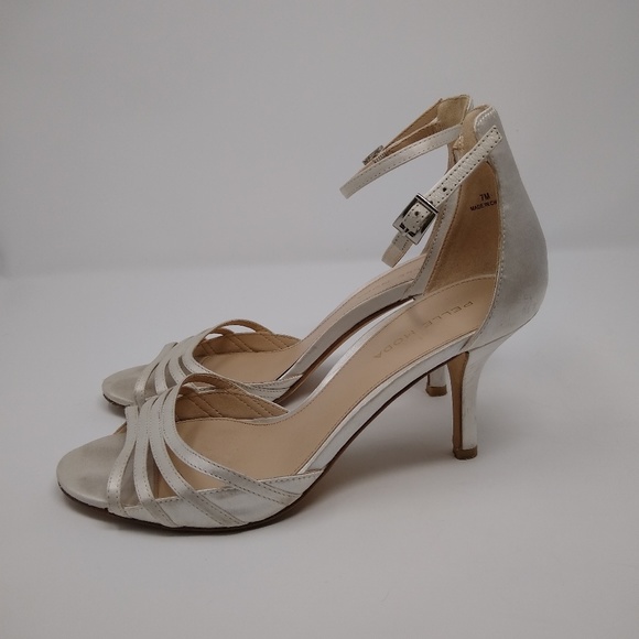 Pelle Moda | white satin & leather heels - Picture 4 of 6